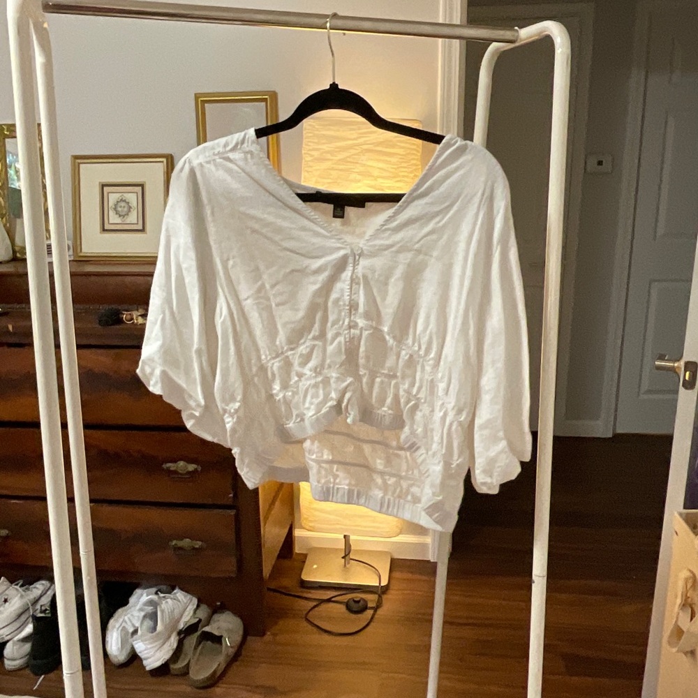 Puff Sleeve Cropped Blouse-XL